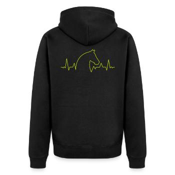 Herzschlag Pferde Mädchen Pferd Pferdesport - Unisex Premium Bio Zip Hoodie - Schwarz - Hinten - Nico (187cm)