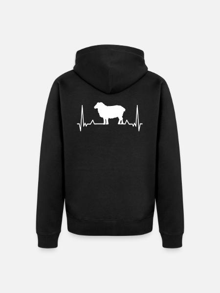 Sheep heartbeat - Unisex Premium Organic Zip Hoodie - black