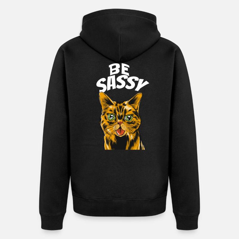 freche katze sei frech - Unisex Premium Bio Zip Hoodie - Schwarz