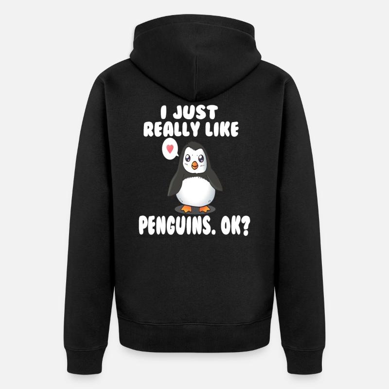 pingouins pingouins amateurs de pingouins - Veste à capuche bio Premium Unisexe - noir