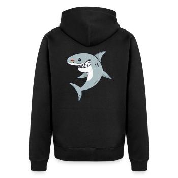 big shark cool shark lover - Unisex Premium Organic Zip Hoodie - black - Back - Nico (187cm)