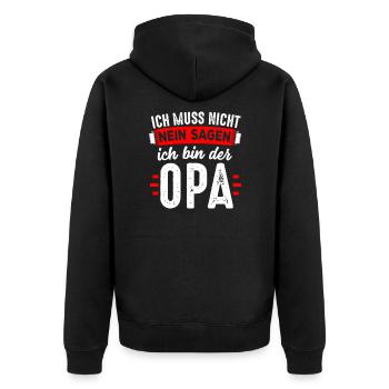 Ich muss nicht NEIN sagen ich bin der Opa - Unisex Premium Bio Zip Hoodie - Schwarz - Hinten - Nico (187cm)