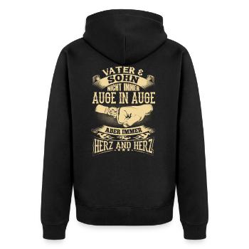Father and son dad dad father's day partner look heart - Unisex Premium Organic Zip Hoodie - black - Back - Nico (187cm)