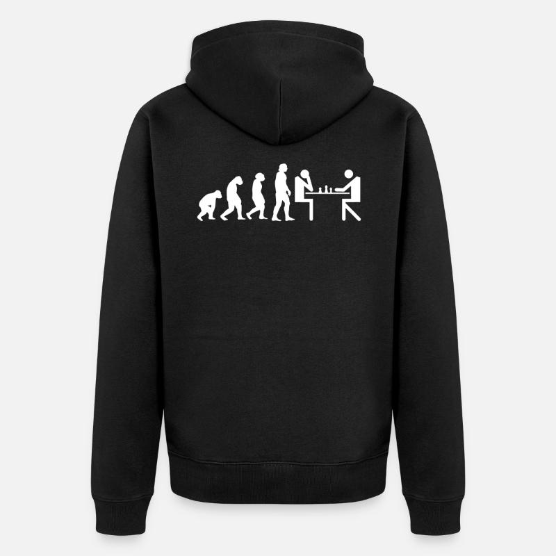 Evolution Schach Schachbrett Schachfigur - Unisex Premium Bio Zip Hoodie - Schwarz