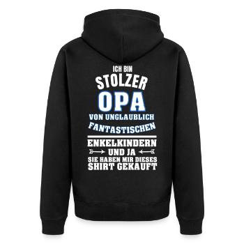 Stolzer Opa von unglaublichen Enkelkindern - Unisex Premium Bio Zip Hoodie - Schwarz - Hinten - Nico (187cm)