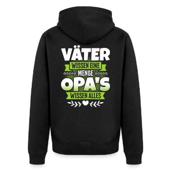 Opa T-Shirt Geschenk Vatertag Grossvater Lustig - Unisex Premium Bio Zip Hoodie - Schwarz - Hinten - Nico (187cm)