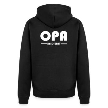 Opa im Dienst - Unisex Premium Bio Zip Hoodie - Schwarz - Hinten - Nico (187cm)
