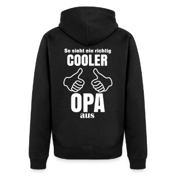 So sieht ein richtig cooler Opa aus - Unisex Premium Bio Zip Hoodie - Schwarz - Hinten - Nico (187cm)