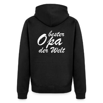 Bester Opa der Welt - Unisex Premium Bio Zip Hoodie - Schwarz - Hinten - Nico (187cm)