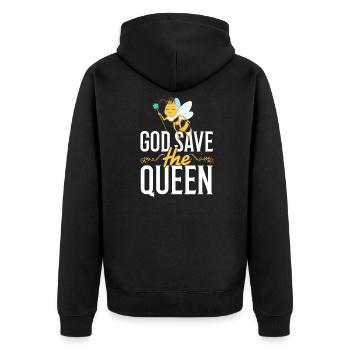 God save the bee queen - Unisex Premium Organic Zip Hoodie - black - Back - Nico (187cm)