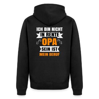 Ich bin nicht in rente Opa sein ist mein Beruf - Unisex Premium Bio Zip Hoodie - Schwarz - Hinten - Nico (187cm)
