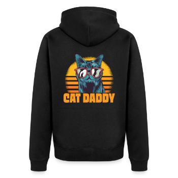 chat papa drôle - Veste à capuche bio Premium Unisexe - noir - Dos - Nico (187cm)