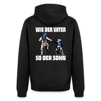 mottorad vater sohn geschenk - Unisex Premium Bio Zip Hoodie - Schwarz - Hinten - Nico (187cm)