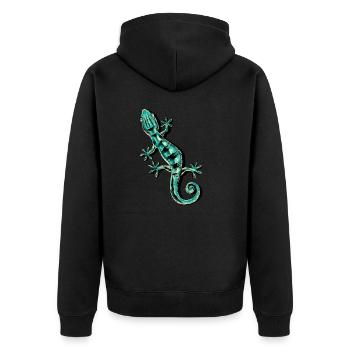Gecko motifs Gekko gift idea Gecko lizard Asia - Unisex Premium Organic Zip Hoodie - black - Back - Nico (187cm)