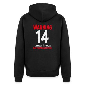 14. Geburtstag 14 Jahre Geschenk - Unisex Premium Bio Zip Hoodie - Schwarz - Hinten - Nico (187cm)