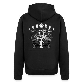 Moon Phases World Ash Odin's Ravens - Unisex Premium Organic Zip Hoodie - black - Back - Nico (187cm)