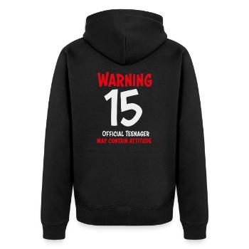 15th birthday 15 years gift teenager - Unisex Premium Organic Zip Hoodie - black - Back - Nico (187cm)