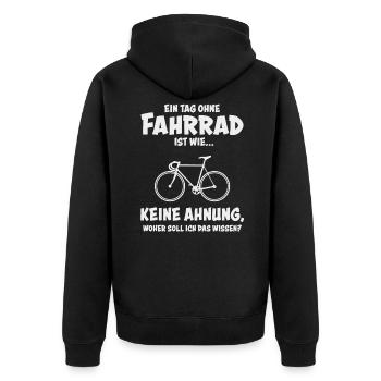 Fahrradfahrer Fahrradfahren Rennrad - Unisex Premium Bio Zip Hoodie - Schwarz - Hinten - Nico (187cm)