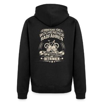 Fahrradtour Fahrradfahrer - Unisex Premium Bio Zip Hoodie - Schwarz - Hinten - Nico (187cm)