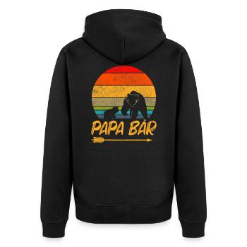 Papa Bär Vatertag Geburtstag Geschenk Geschenke - Unisex Premium Bio Zip Hoodie - Schwarz - Hinten - Nico (187cm)