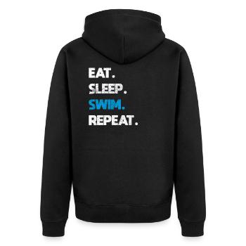 Lustiges Schwimmer Schwimmerin Design - Unisex Premium Bio Zip Hoodie - Schwarz - Hinten - Nico (187cm)