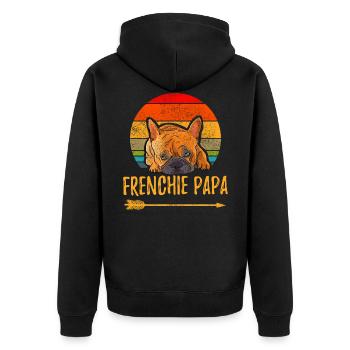 Französische Bulldogge Frenchie papa Vater - Unisex Premium Bio Zip Hoodie - Schwarz - Hinten - Nico (187cm)