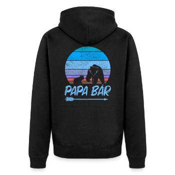 Papa Bear fête des pères cadeau d'anniversaire - Veste à capuche bio Premium Unisexe - noir - Dos - Nico (187cm)