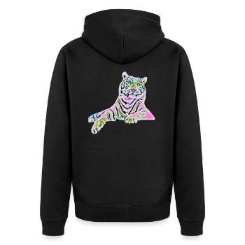 Tiger - Unisex Premium Bio Zip Hoodie - Schwarz - Hinten - Nico (187cm)