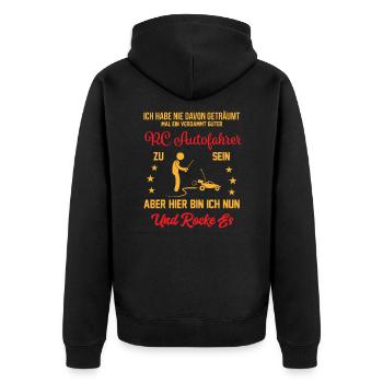 RC Car Ferngesteuerte Modellbau Autos - Unisex Premium Bio Zip Hoodie - Schwarz - Hinten - Nico (187cm)