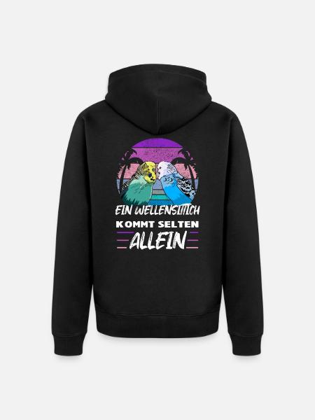 lustiger Wellensittich Spruch - Unisex Premium Bio Zip Hoodie - Schwarz