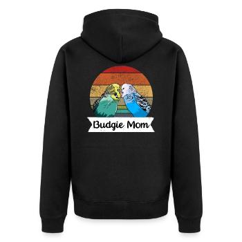 Design de la mom avec perruches - Veste à capuche bio Premium Unisexe - noir - Dos - Nico (187cm)