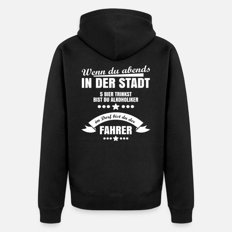 Alkoholiker oder Fahrer - Unisex Premium Bio Zip Hoodie - Schwarz