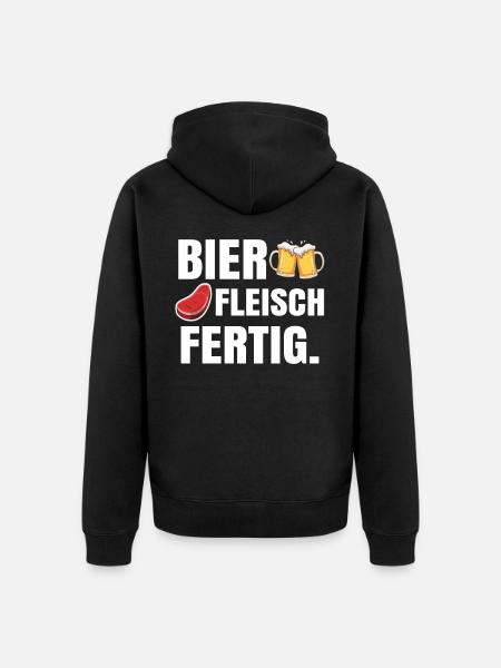 Bier Fleisch fertig - Unisex Premium Bio Zip Hoodie - Schwarz
