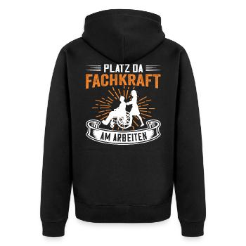 Lustiger Altenpflege Fachkraft Pflege Spruch - Unisex Premium Bio Zip Hoodie - Schwarz - Hinten - Nico (187cm)