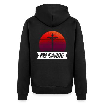 Jésus Christ mon Sauveur De Conception De La Croix - Veste à capuche bio Premium Unisexe - noir - Dos - Nico (187cm)