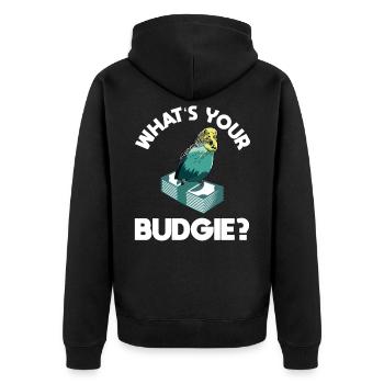 Quel est votre budget Budgie Design avec Budgie - Veste à capuche bio Premium Unisexe - noir - Dos - Nico (187cm)