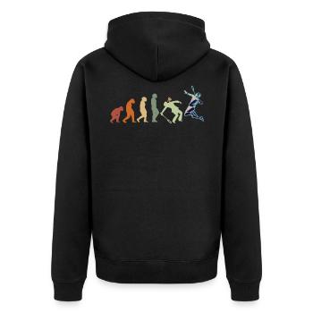 EVOLUTION Badminton Federball Spieler Vintage - Unisex Premium Bio Zip Hoodie - Schwarz - Hinten - Nico (187cm)
