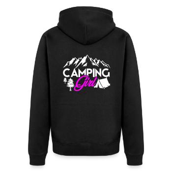 Camping Girl - Unisex Premium Bio Zip Hoodie - Schwarz - Hinten - Nico (187cm)
