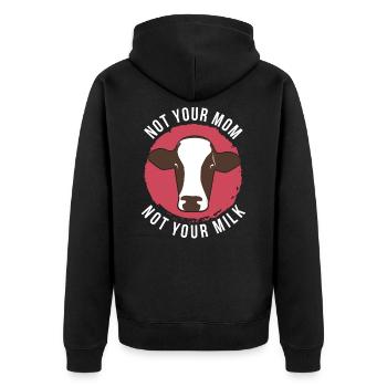 Vegan Kuh Outfit - Unisex Premium Bio Zip Hoodie - Schwarz - Hinten - Nico (187cm)