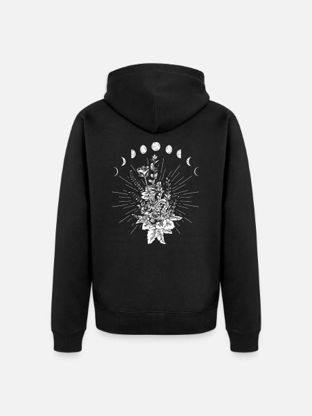 Occult moon phases moon rose - Unisex Premium Organic Zip Hoodie - black