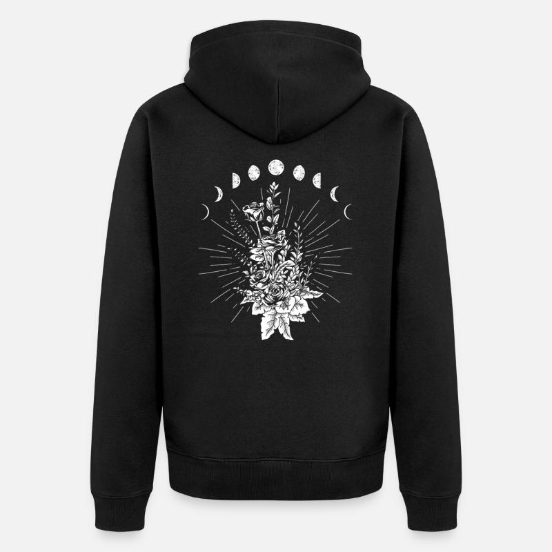 Okkulte Mondphasen moon rose - Unisex Premium Bio Zip Hoodie - Schwarz