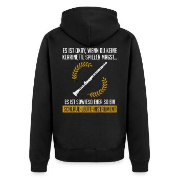 Klarinette Spielen Design - Unisex Premium Bio Zip Hoodie - Schwarz - Hinten - Nico (187cm)