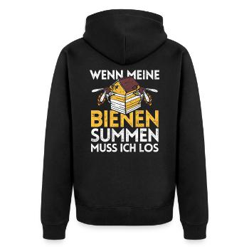 lustiger Imker Bienen Spruch - Unisex Premium Bio Zip Hoodie - Schwarz - Hinten - Nico (187cm)