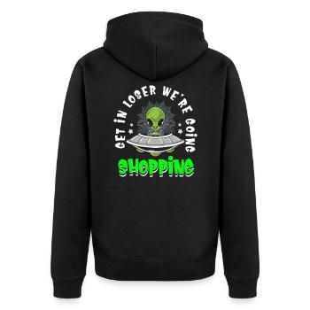 Alien Ufo Außerirdisch Aliens Area 51 - Unisex Premium Bio Zip Hoodie - Schwarz - Hinten - Nico (187cm)