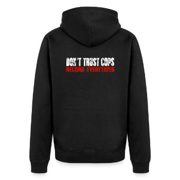 polizisten lügen - Unisex Premium Bio Zip Hoodie - Schwarz - Hinten - Nico (187cm)