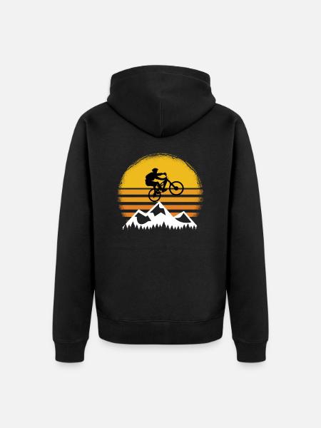 mountain bike mtb gift funny - Unisex Premium Organic Zip Hoodie - black