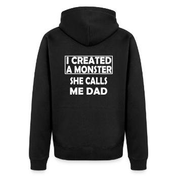Lustiges Vater Tochter Geschenk - Unisex Premium Bio Zip Hoodie - Schwarz - Hinten - Nico (187cm)
