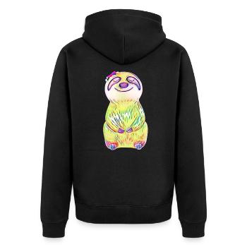 Maulwurf - Unisex Premium Bio Zip Hoodie - Schwarz - Hinten - Nico (187cm)