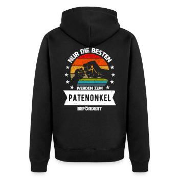 Patenonkel Geschenk - Unisex Premium Bio Zip Hoodie - Schwarz - Hinten - Nico (187cm)