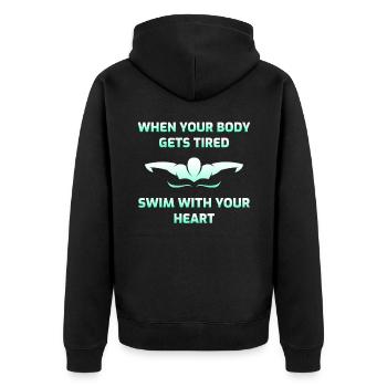 Schwimmen Schwimmen Schwimmer Geschenk - Unisex Premium Bio Zip Hoodie - Schwarz - Hinten - Nico (187cm)